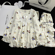 批发[黛琳芬]10-22码云朵棉儿童<b class='q'>睡衣</b>薄款印花方领套头<b class='q'>女童</b>装家居服166