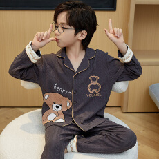 批发黛琳芬8-XL码10款纯棉麦穗长袖儿童<b class='q'>睡衣</b>套装男<b class='q'>女童</b>装家居服168