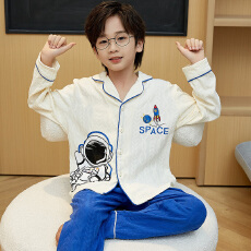 批发[黛琳芬]8-XL码10款纯棉麦穗长袖儿童<b class='q'>睡衣</b>套装男<b class='q'>女童</b>装家居服168