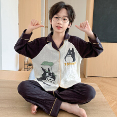 批发[黛琳芬]8-XL码10款纯棉麦穗长袖儿童<b class='q'>睡衣</b>套装男<b class='q'>女童</b>装家居服168