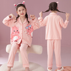 批发[黛琳芬]8-XL码10款纯棉麦穗长袖儿童<b class='q'>睡衣</b>套装男<b class='q'>女童</b>装家居服168