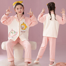 批发[黛琳芬]8-XL码10款纯棉麦穗长袖儿童<b class='q'>睡衣</b>套装男<b class='q'>女童</b>装家居服168