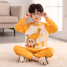 批发[黛琳芬]12-XL码纯棉儿童<b class='q'>睡衣</b>套头印花卡通春秋男<b class='q'>女童</b>家居<b class='q'>服</b>171