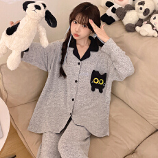 批发黛琳芬<b class='q'>羊绒</b>中长款长袖女士睡衣春秋季甜美家居服pajamas340