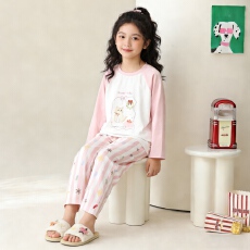 批发[黛琳芬]100码-160码纯棉卡通儿童<b class='q'>睡衣</b>款印花卡通男女童家居服180