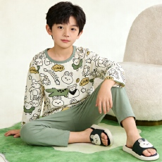 黛琳芬100码-160码九分袖32支纯棉儿童睡衣男女童家居服190