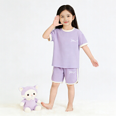 批发[黛琳芬]90码-130码纯棉短袖儿童A类高弹凉感男女童运动服191