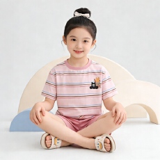 批发[黛琳芬]100码-160码A类纯棉短袖短裤儿童睡衣<b class='q'>男</b><b class='q'>女</b><b class='q'>童</b>家居服192