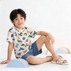 批发[黛琳芬]100码-160码A类纯棉短袖短裤儿童睡衣<b class='q'>男</b><b class='q'>女</b><b class='q'>童</b>家居服192