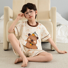 批发[黛琳芬]12码-XL纯棉卡通儿童睡衣薄款印花卡通男女童装家居服179