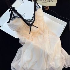 批发[黛琳芬]带胸垫莫代尔缎面吊带<b class='q'>睡裙</b>女士睡衣纯欲家居服pajamas399