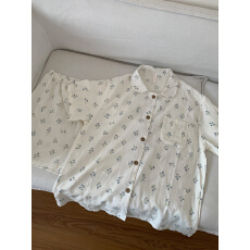 批发[黛琳芬]<b class='q'>纯棉</b>棉纱短袖女士睡衣春夏季韩系印花<b class='q'>家居服</b>pajamas398