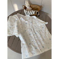 批发[黛琳芬]<b class='q'>纯棉</b>棉纱短袖女士睡衣春夏季韩系印花<b class='q'>家居服</b>pajamas398