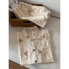 批发[黛琳芬]<b class='q'>纯棉</b>棉纱短袖女士睡衣春夏季韩系印花<b class='q'>家居服</b>pajamas398