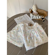 批发[黛琳芬]<b class='q'>纯棉</b>棉纱吊带短裤睡衣女春夏韩系印花<b class='q'>家居服</b>pajamas398