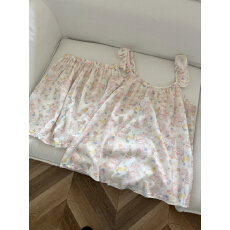 批发[黛琳芬]<b class='q'>纯棉</b>棉纱吊带短裤睡衣女春夏韩系印花<b class='q'>家居服</b>pajamas398