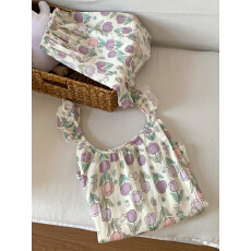 批发[黛琳芬]<b class='q'>纯棉</b>棉纱吊带短裤睡衣女春夏韩系印花<b class='q'>家居服</b>pajamas398