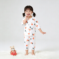 批发[黛琳芬]A类竹纤维儿童睡衣网孔透气男女春秋<b class='q'>夏</b>七分袖开肩套装193