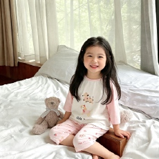 批发[黛琳芬]100码-160码A类<b class='q'>纯棉</b>七分袖套装儿童睡衣男女<b class='q'>家居服</b>194