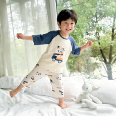 批发[黛琳芬]100码-160码A类纯棉七分袖套装儿童睡衣男女家居服194