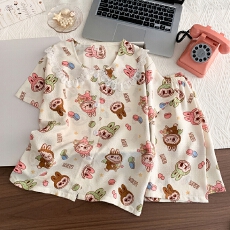 批发[黛琳芬]8码-18码泡泡棉娃娃领<b class='q'>儿童</b><b class='q'>睡衣</b>印花卡通开衫家居服196