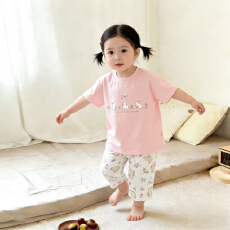 批发[黛琳芬]90码-160码A类纯棉七分裤儿童睡衣套装男<b class='q'>女</b><b class='q'>童</b>家居服201