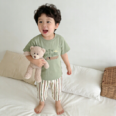 批发[黛琳芬]90码-160码A类纯棉七分裤儿童睡衣套装男<b class='q'>女</b><b class='q'>童</b>家居服201