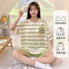 黛琳芬莫代尔带胸垫女士睡衣卡通季套头家居服pajamas404