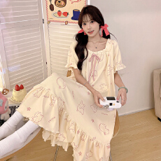 批发[黛琳芬]仿棉牛奶丝睡裙女士睡衣韩系卡通家居服pajamas404