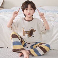 批发[黛琳芬]8码-XL 15款纯棉短袖长裤儿童睡衣卡通男女童家居服207