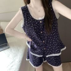 黛琳芬云朵棉带胸垫短袖短裤睡衣女韩系女士家居服pajamas