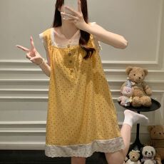 黛琳芬云朵棉带胸垫短袖睡裙睡衣女韩系女士家居服pajamas