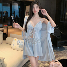 批发[黛琳芬]5色带胸垫三件套冰雪丝<b class='q'>睡衣</b>女<b class='q'>丝绸</b>性感家居服pajamas408