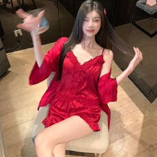 批发[黛琳芬]5色带胸垫三件套冰雪丝<b class='q'>睡衣</b>女<b class='q'>丝绸</b>性感家居服pajamas408