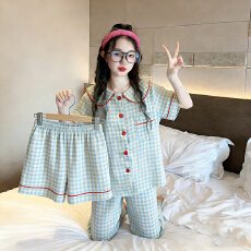 黛琳芬普宁儿童睡衣夏季12码-XL三件套云朵棉中大女童家居服216