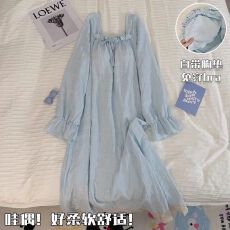 批发黛琳芬普宁女士睡衣韩系少女套头带胸垫睡裙女士家居服批发412