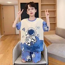 批发[黛琳芬]仿棉短袖儿童睡衣夏季卡通中大童12码-XL男女童家居服216