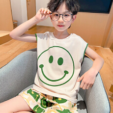 批发[黛琳芬]仿棉短袖儿童睡衣夏季卡通中大童12码-XL男女童家居服216