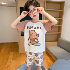 批发[黛琳芬]仿棉短袖儿童睡衣夏季卡通中大童12码-XL男女童家居服216