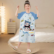 黛琳芬仿棉女童睡裙儿童睡衣卡通中大童12码-XL可外穿家居服216