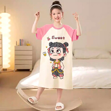 黛琳芬仿棉女童睡裙儿童睡衣卡通中大童12码-XL可外穿家居服216