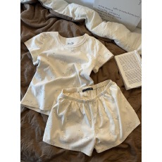 批发[黛琳芬]短袖女士家居服套装韩系印花少女夏天女士<b class='q'>睡衣</b>批发413