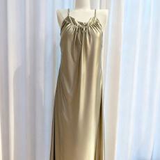 批发[黛琳芬]3色冰丝带胸垫睡裙女士仿真丝高质感中长款睡裙可外出414