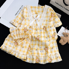 批发[黛琳芬]云朵棉儿童睡衣甜美薄款中大童10-XL码女童家居服219