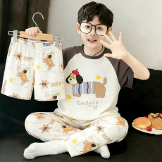 批发[黛琳芬]仿棉<b class='q'>三件套</b>儿童<b class='q'>睡衣</b>卡通中大童12码-XL男女童家居服216