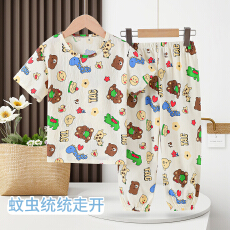 批发[黛琳芬]云朵棉儿童睡衣小中大童8-18码男女童短袖长裤家居服224