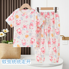 批发[黛琳芬]云朵棉儿童睡衣小中大童8-18码男女童短袖长裤家居服224