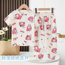 批发[黛琳芬]云朵棉儿童睡衣小中大童8-18码男女童短袖长裤家居服224