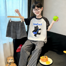 批发[黛琳芬]仿棉三件套儿童<b class='q'>睡衣</b>卡通中大童12码-XL男<b class='q'>女童</b>家居<b class='q'>服</b>216