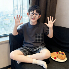 批发[黛琳芬]仿棉短袖儿童<b class='q'>睡衣</b>夏季卡通中大童12码-XL男<b class='q'>女童</b>家居<b class='q'>服</b>216